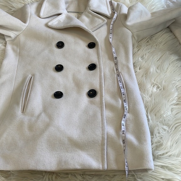 Calvin Klein white cream double single breasted pea coat trench coat soft sz 4 - Picture 14 of 16